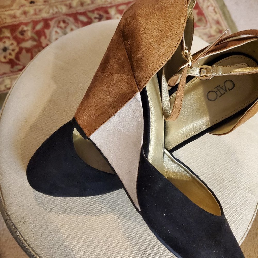 Colorblock anklestrap wedge shoes - Picture 3 of 8